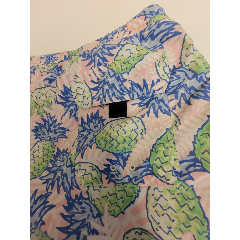 Vineyard Vines Mens Medium Pineapple Print Swim Trunks Blue Pink Green Shorts - Picture 6 of 8